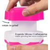 imageJohnbee Pill Crusher Pill Grinder Fine Powder Extremely Fine Storage Compartment Pill Crushers for Elderly Family and Pets Silicone Edges Grind Multiple Pills at Once  Cleaning Brush CyanPurple