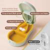 imagePill Cutter Splitter for Small and Tiny Pills  Pill Cutter 14  Accurately Cuts Multiple Pills  Easy Open Snap Button Detachable Nonslip VShaped Pad WrapAround Blade Guard Back Storage CyanBeige