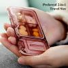 imagePill Cutter Splitter for Small or Tiny Pills 2in1 Travel Pill Box ampamp Pill Splitter  Large Capacity 4 Compartments Pill Organizer  Detachable Nonslip VShaped Pad WrapAround Blade Guard PurplePurple