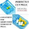 imageJohnBee Pill Cutter  Best Pill Cutter for Small or Large Pills  Designed in The USA Cuts Vitamins  Pill Splitter with Shield  Includes Keychain Pill Holder GrayBlue
