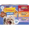 imagePurina Friskies Gravy Wet Cat Food Variety Pack Shreds With Beef With Chicken and Turkey and Cheese Dinner  Pack of 24 55 oz Cans
