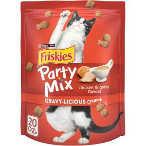 imagePurina Friskies Cat Treats Party Mix Gravylicious Crunch Chicken and Gravy Flavors  20 oz Pouch125 Pound Pack of 1