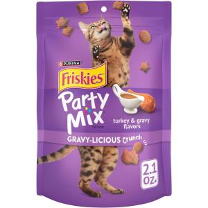imagePurina Friskies Cat Treats Party Mix Gravylicious Crunch Turkey and Gravy Flavors  Pack of 6 6 oz Pouches21 Ounce Pack of 10
