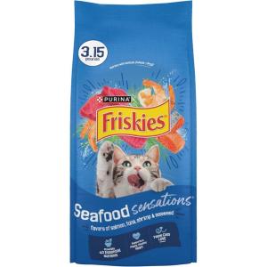 imagePurina Friskies Dry Cat Food Seafood Sensations With Salmon Tuna and Shrimp Flavors  Pack of 4 315 lb Bags315lb Pack of 4