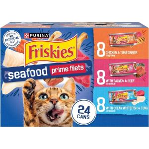 imagePurina Friskies Gravy Wet Cat Food Variety Pack Seafood Prime Filets Favorites  Pack of 24 55 oz Cans