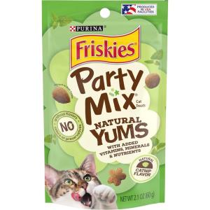imagePurina Friskies Made in USA Facilities Natural Cat Treats Party Mix Natural Yums Catnip Flavor  Pack of 10 21 oz Pouches21 Ounce Pack of 10