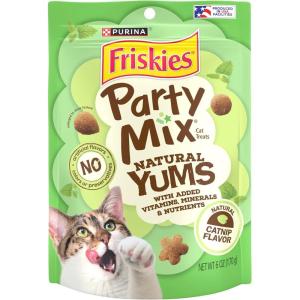 imagePurina Friskies Made in USA Facilities Natural Cat Treats Party Mix Natural Yums Catnip Flavor  Pack of 10 21 oz Pouches6 Ounce Pack of 6