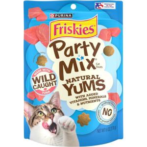 imagePurina Friskies Natural Cat Treats Party Mix Natural Yums With Wild Tuna  Pack of 6 6 oz Pouches6 Ounce Pack of 6