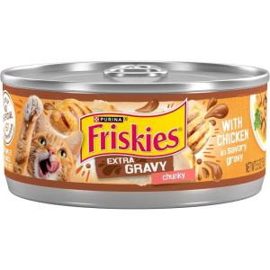 imagePurina Friskies Extra Gravy Wet Cat Food Chunky Chicken in Savory Gravy  Pack of 24 55 oz Cans