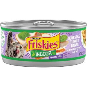 imagePurina Friskies Indoor Cat Food Meaty Bits Homestyle Turkey Dinner With Garden Greens in Gravy  Pack of 24 55 oz Cans