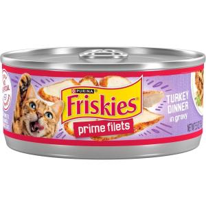 imagePurina Friskies Prime Filets Turkey Dinner in Wet Cat Food Gravy  Pack of 24 55 oz Cans