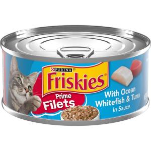 imagePurina Friskies Prime Filets With Ocean Whitefish and Tuna in Sauce High Protein Wet Cat Food  Pack of 24 55 oz Cans