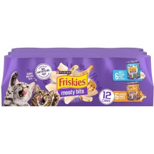 imagePurina Friskies Meaty Bits with Ocean Fish and Chicken Dinner in Gravy Multi Cat Wet Cat Food Variety Pack  135 Ounces Pack of 12